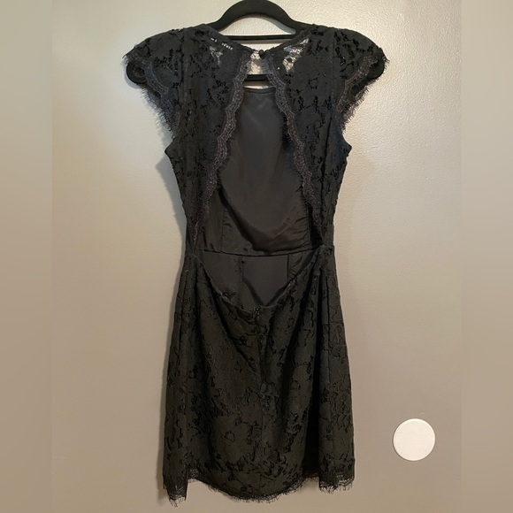 Black Romantic Lace Open Back Mini Dress - Picture 2 of 3